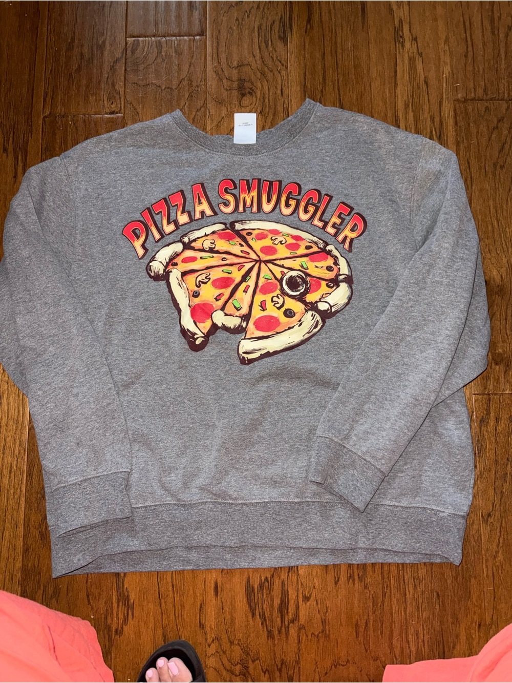 XL Pizza Smuggler Gray Graphic Sweatshirt